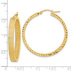 14K Satin and Diamond-cut Hoop Earrings