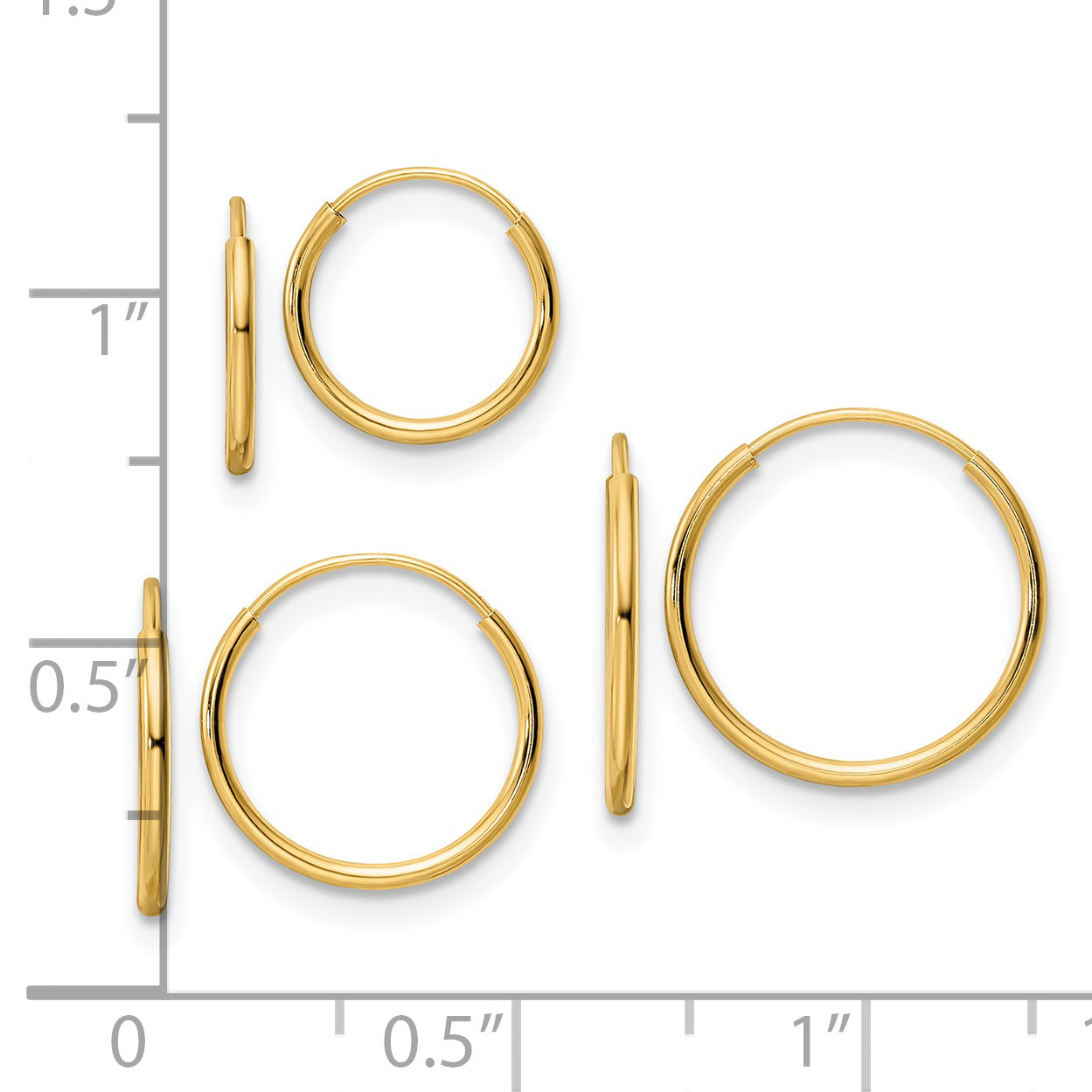 14k Polished Endless Hoop 3 Piece Set Secondary image