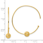 14K Wire Hoops Diamond-cut Bead Earrings
