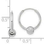 14K White Gold Polished Hoop with a Diamond Cut Ball Earrings