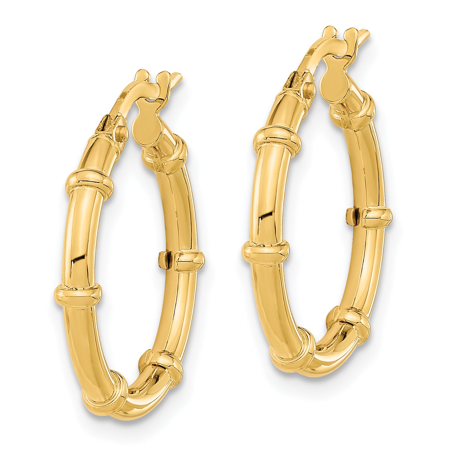 14K Polished and Fancy Hoop Earrings Secondary image