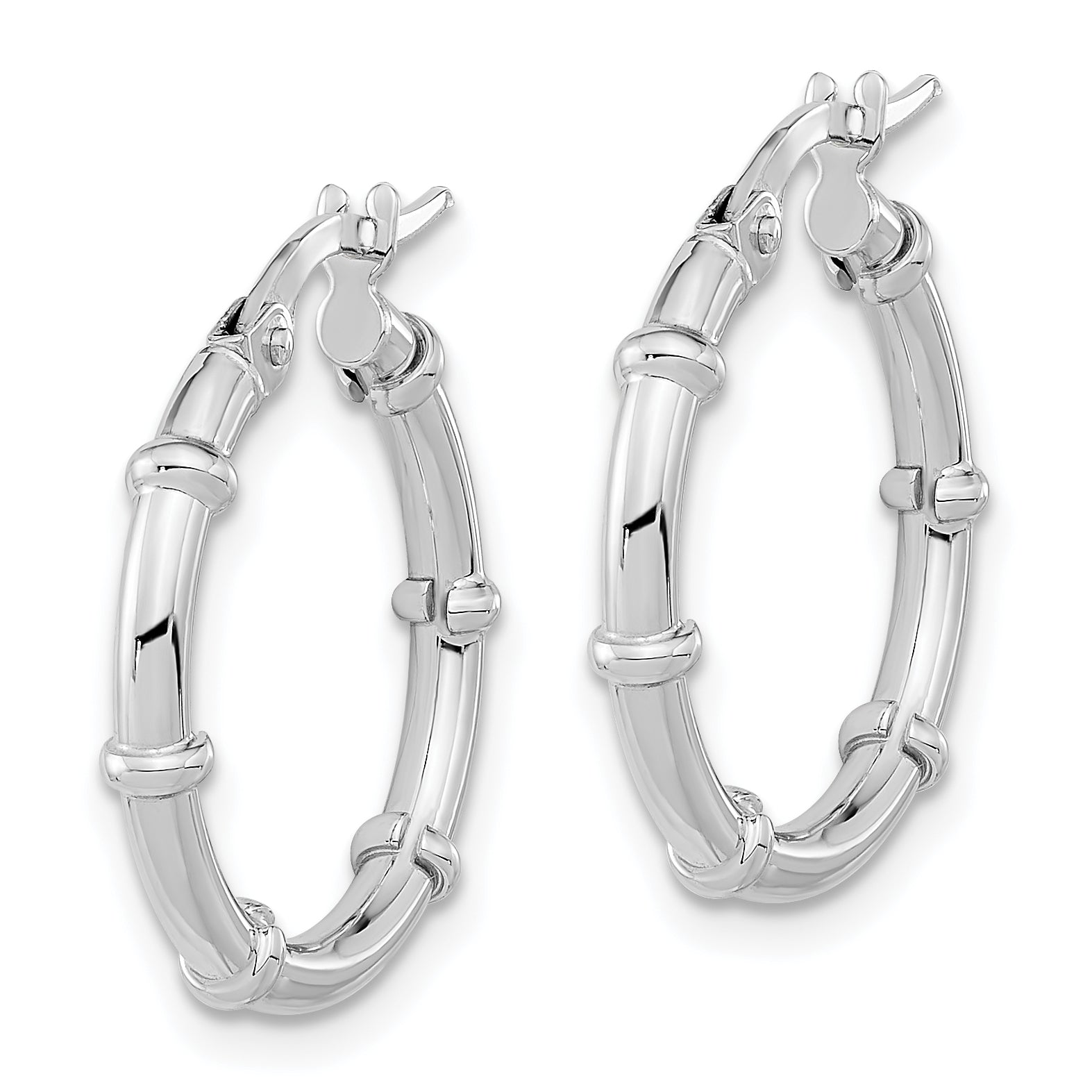 14K White Polished Fancy Hoop Earrings Secondary image