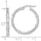 14K White Polished and Fancy Hoop Earrings