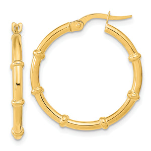 Fancy Hoop Earrings in 14K Yellow Gold, 2x25mm - Sophia Jewelers