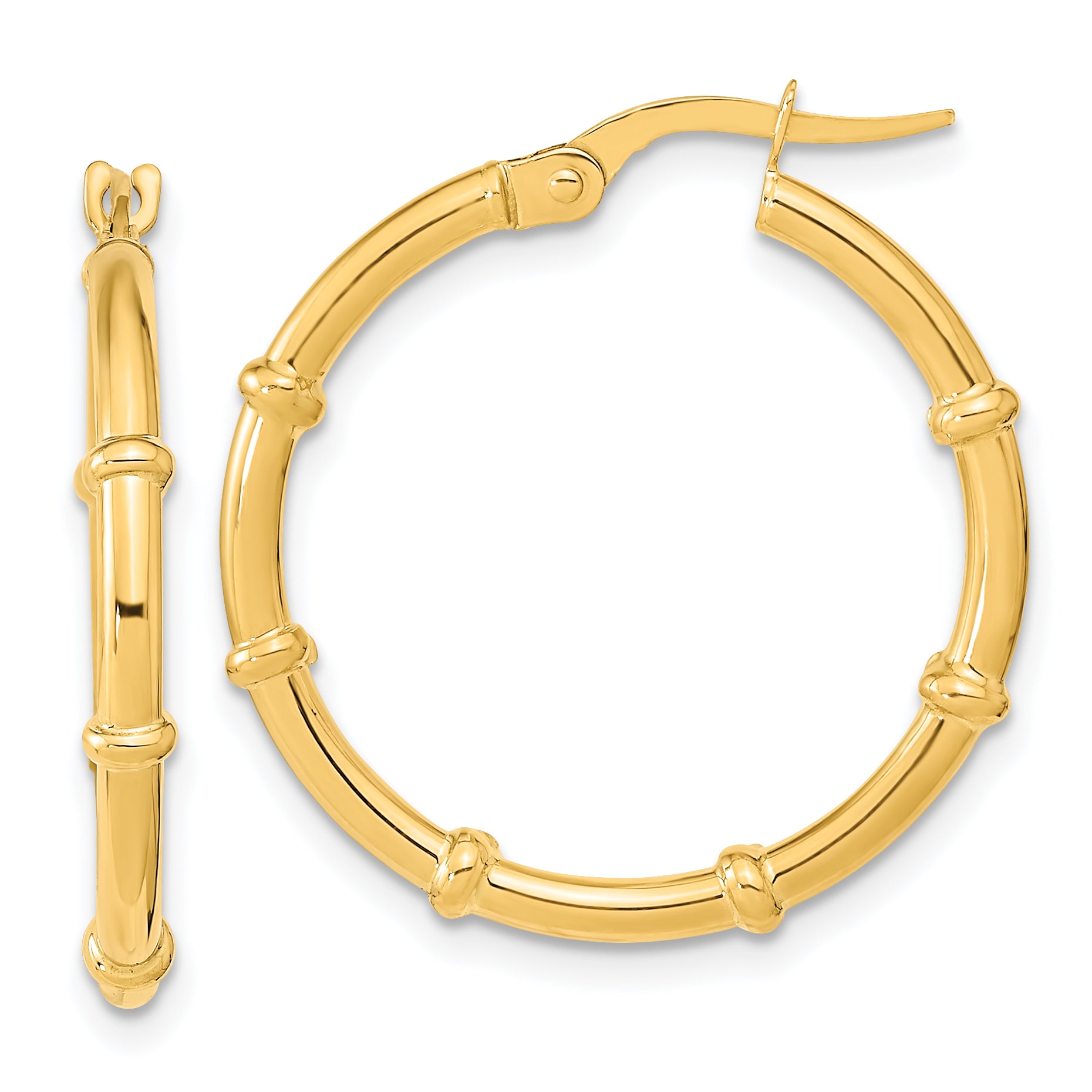 14K Polished and Fancy Hoop Earrings