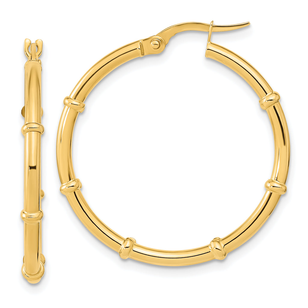 14K Polished and Fancy Hoop Earrings