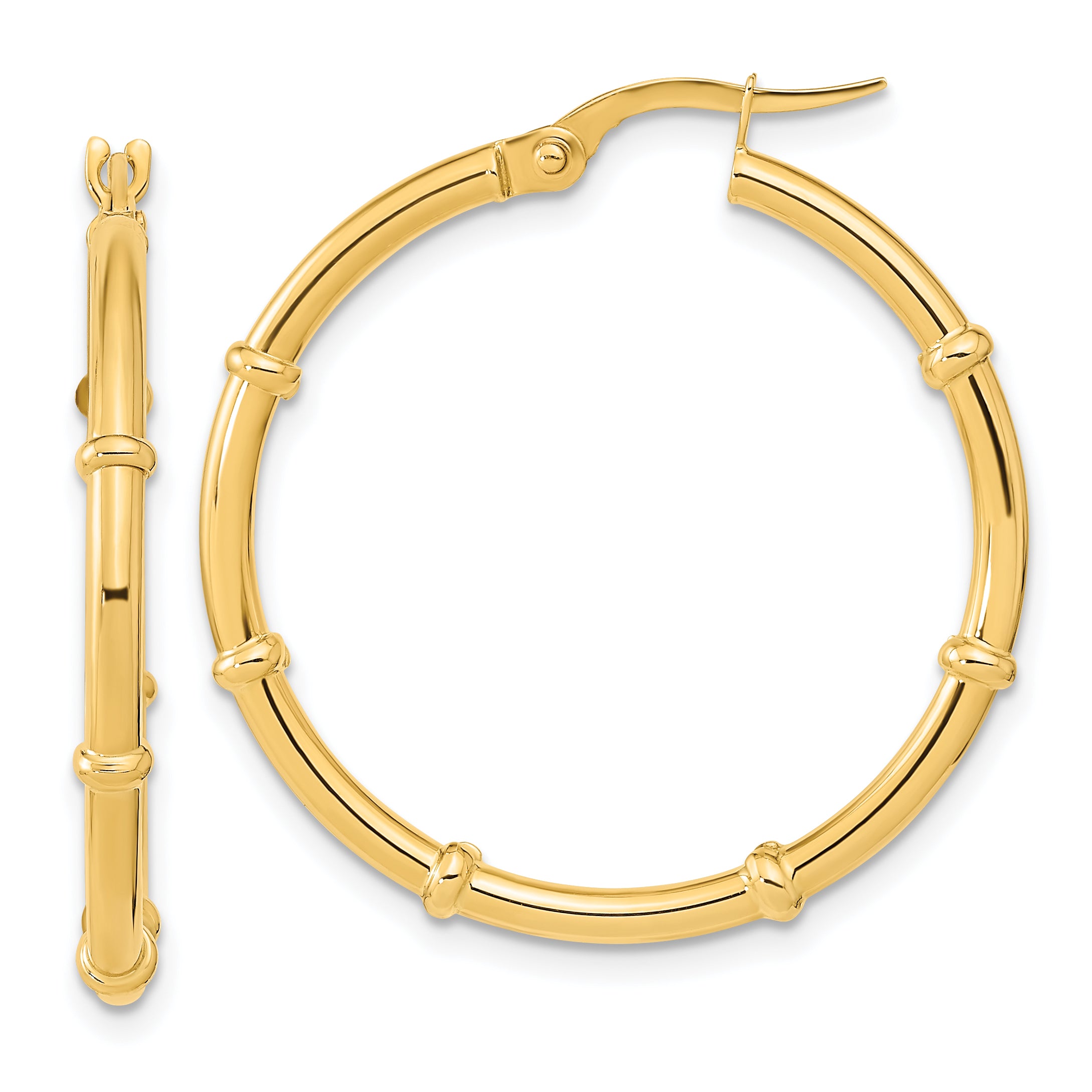 14K Polished and Fancy Hoop Earrings