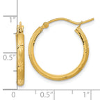14K Polished and Satin Diamond-cut Hoop Earrings