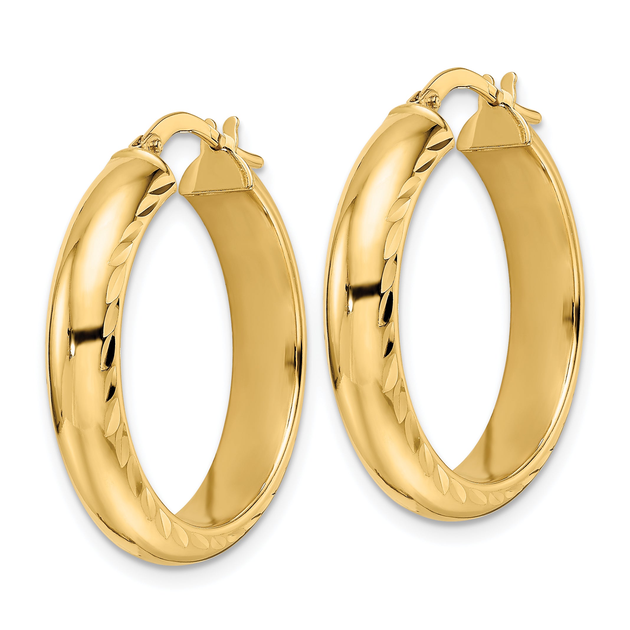 14K Polished & D/C Hoop Earrings Secondary image