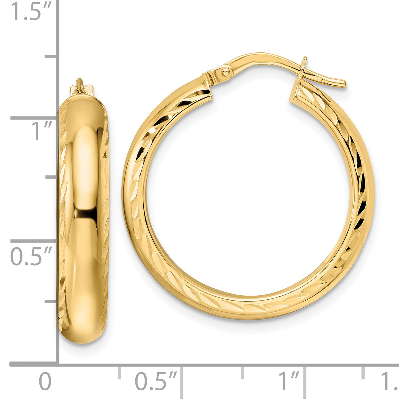 14K Polished & D/C Hoop Earrings