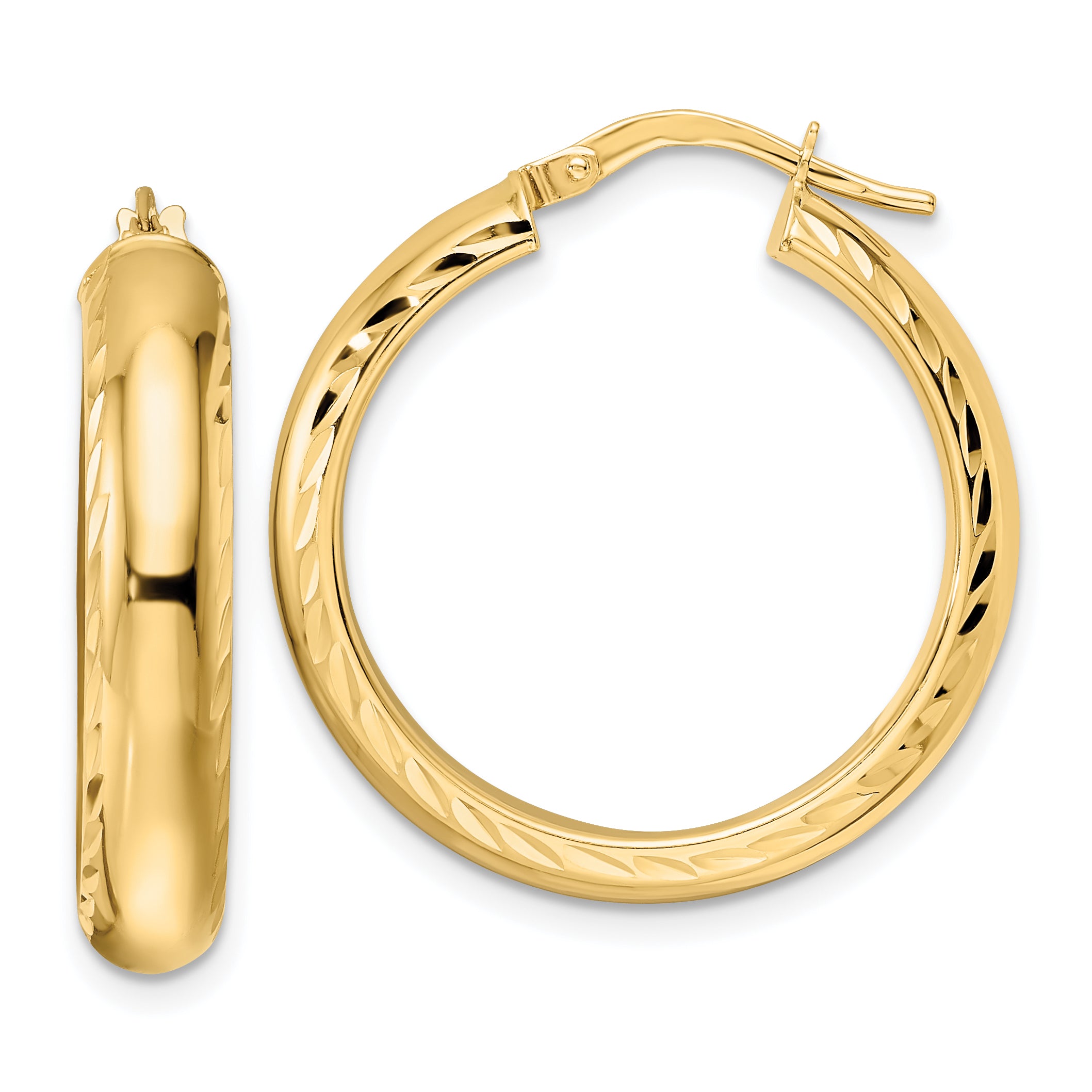 14K Polished & D/C Hoop Earrings Main image