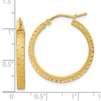 14K Polished Satin Diamond-cut Fancy Hoop Earrings