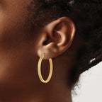 14K Polished and Brushed Hoop Earrings