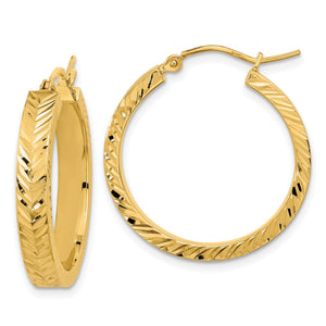 Hoop Earrings in 14K Yellow Gold, 25x27mm Diamond-Cut - Sophia Jewelers