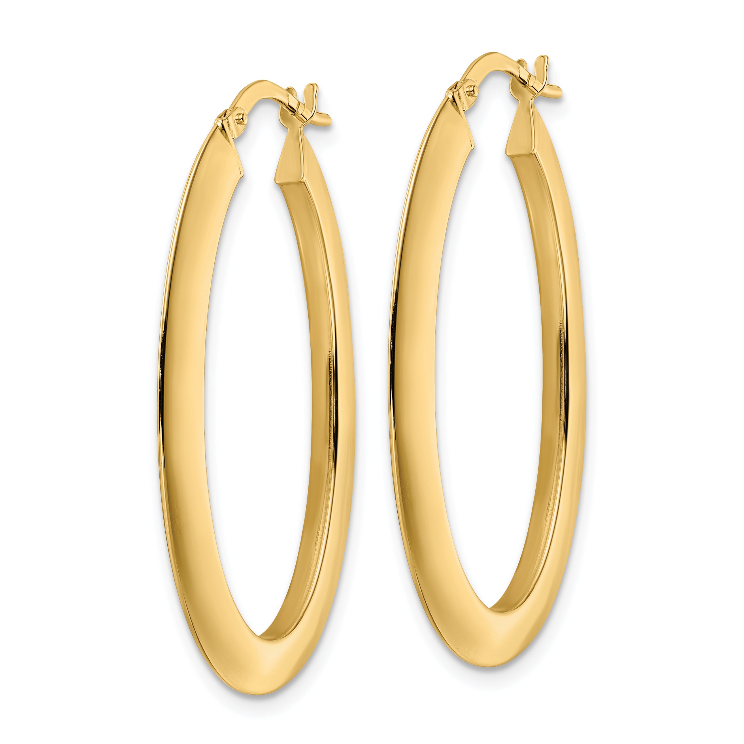 14K  Polished Oval  Hoop Earrings Secondary image