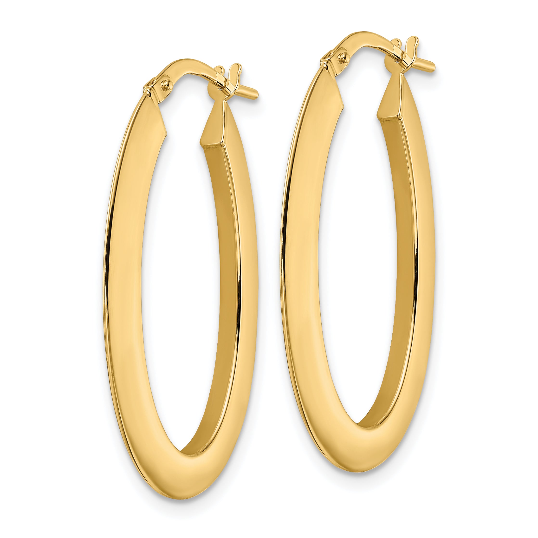 14K  Polished Oval Hoop Earrings Secondary image