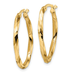 14k Twisted 2.5x20x29mm Oval Hoop Earrings