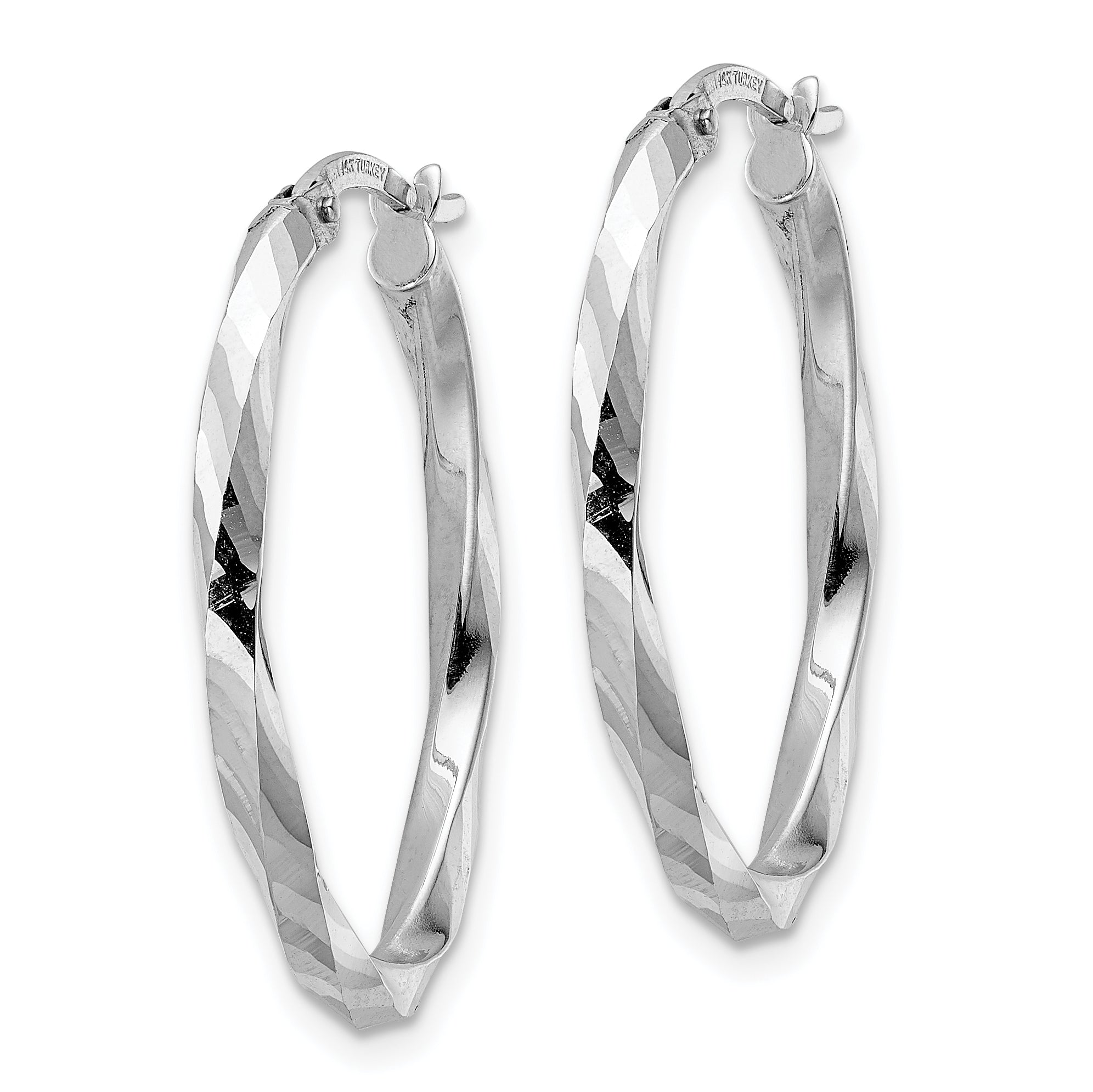 14k White Gold Polished 2.5x20x29mm Oval Hoop Earrings