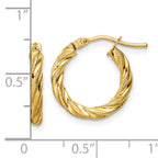 14k Polished & Textured Twisted Hoop Earrings