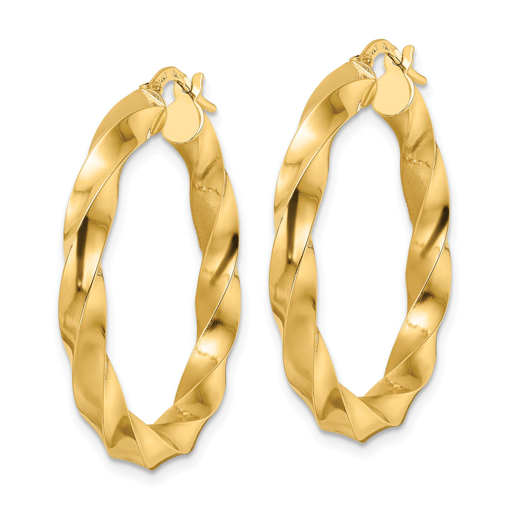 14K Polished Twisted Hoop Earrings