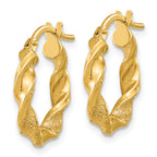 14K Polished and Textured Twisted Hoop Earrings