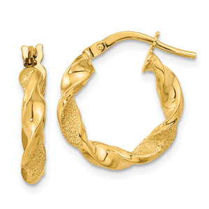 Twisted Hoop Earrings in 14K Yellow Gold, 16.5mm - Sophia Jewelers