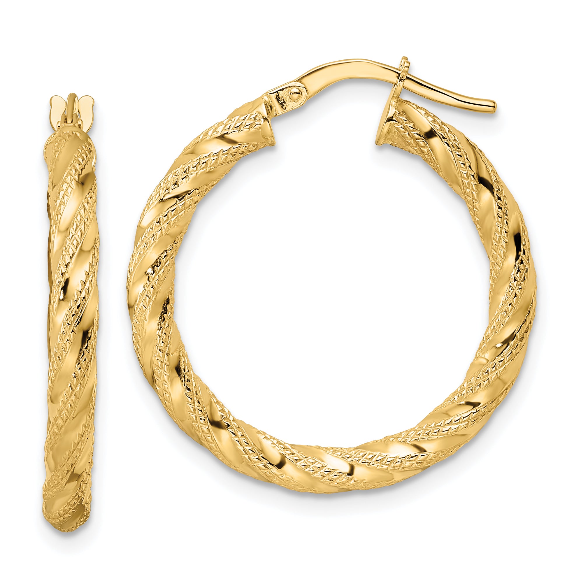 14K Polished Twisted Hoop Earrings Main image