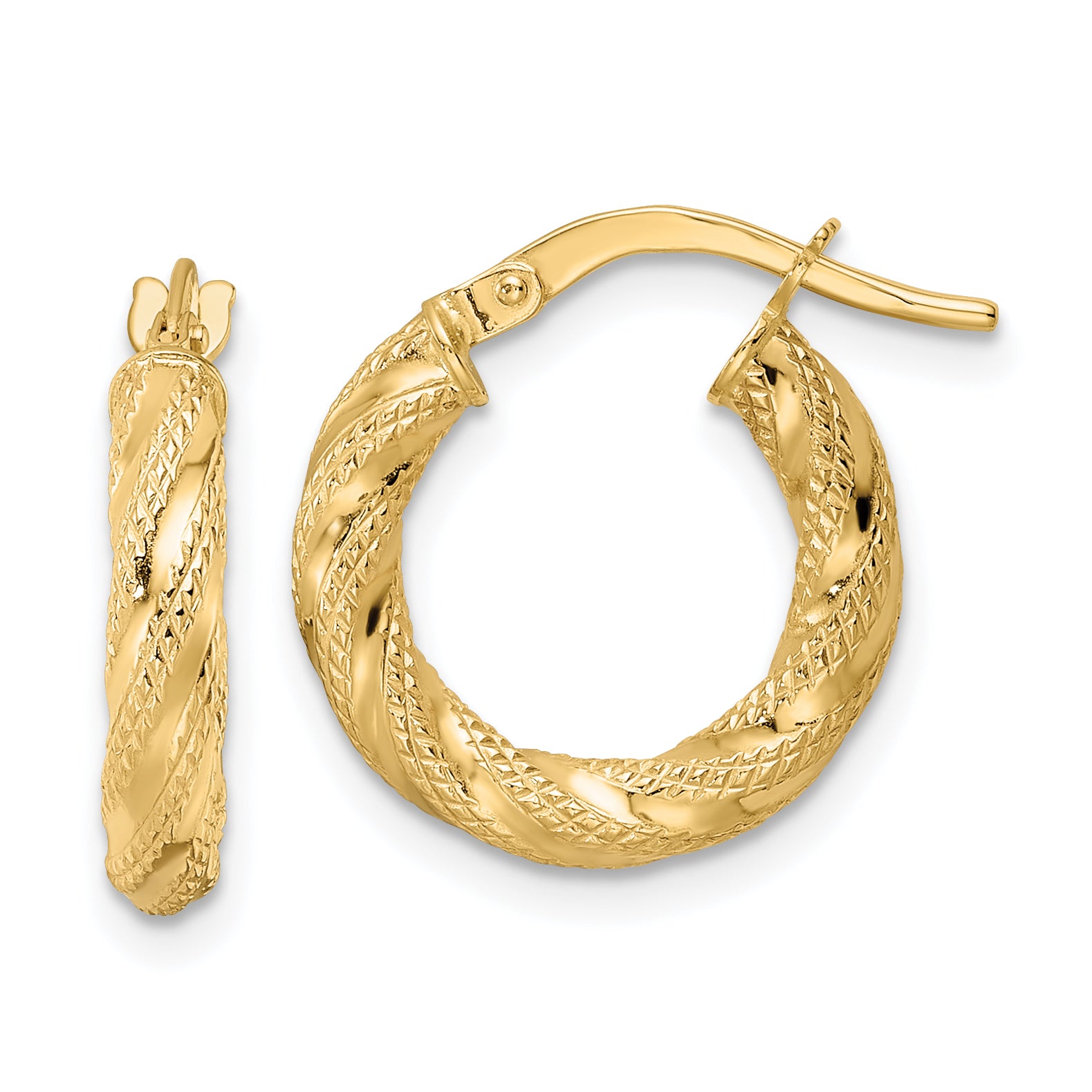 14K Polished Twisted Hoop Earrings Main image
