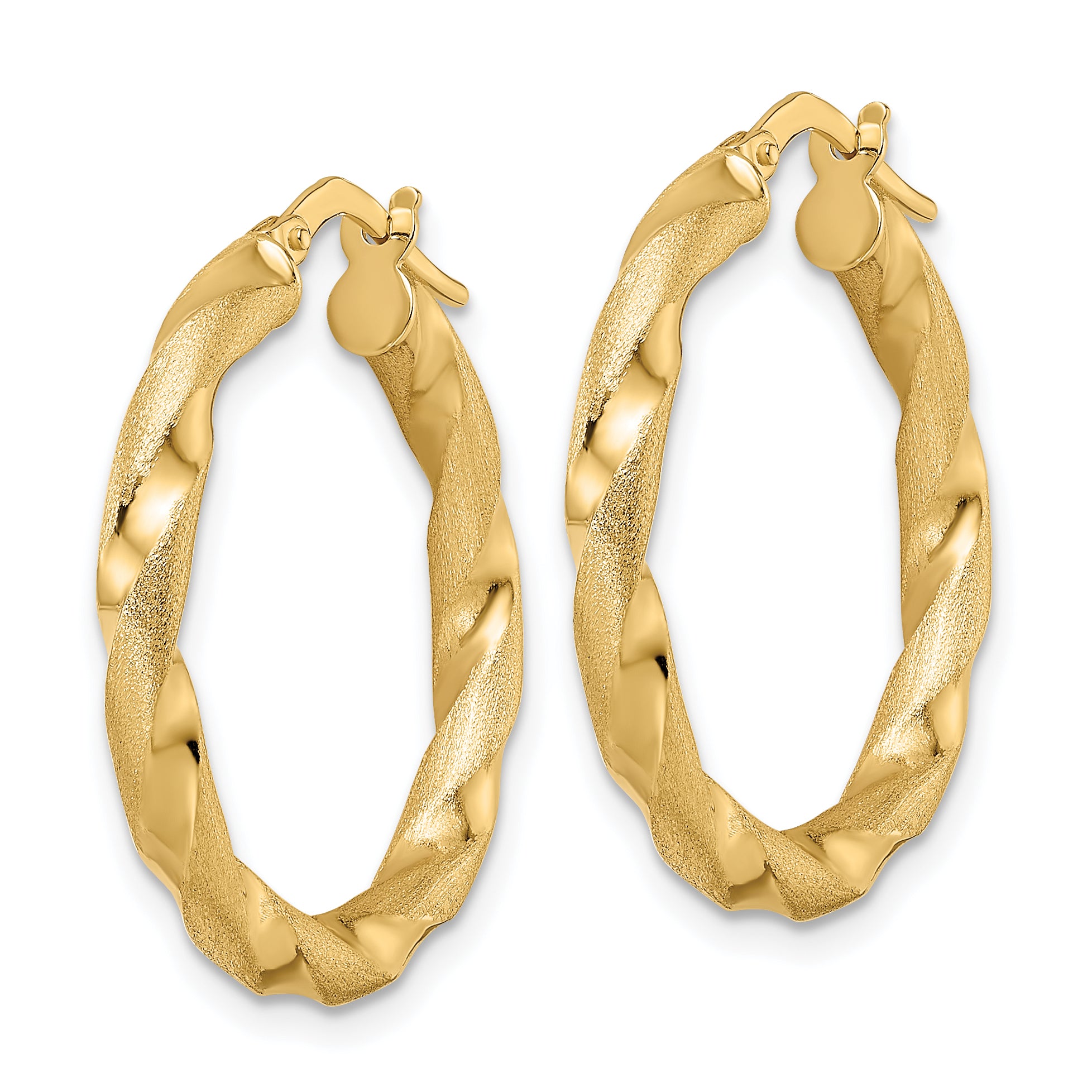 14K Brushed and Polished Twisted Hoop Earrings Secondary image