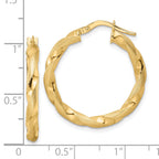 14K Brushed and Polished Twisted Hoop Earrings