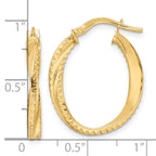 14K Polished Twisted Oval Hoop Earrings