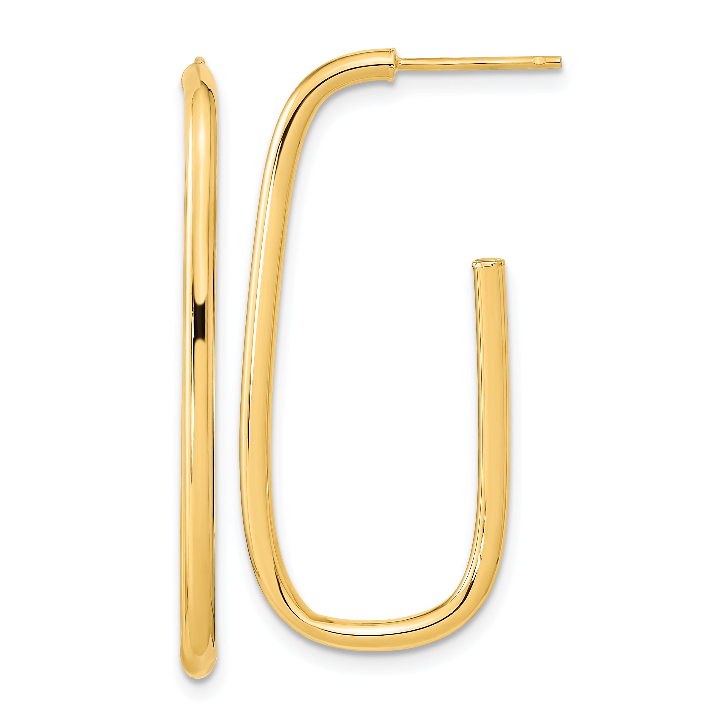 14K Polished J-Hoop Earrings Main image