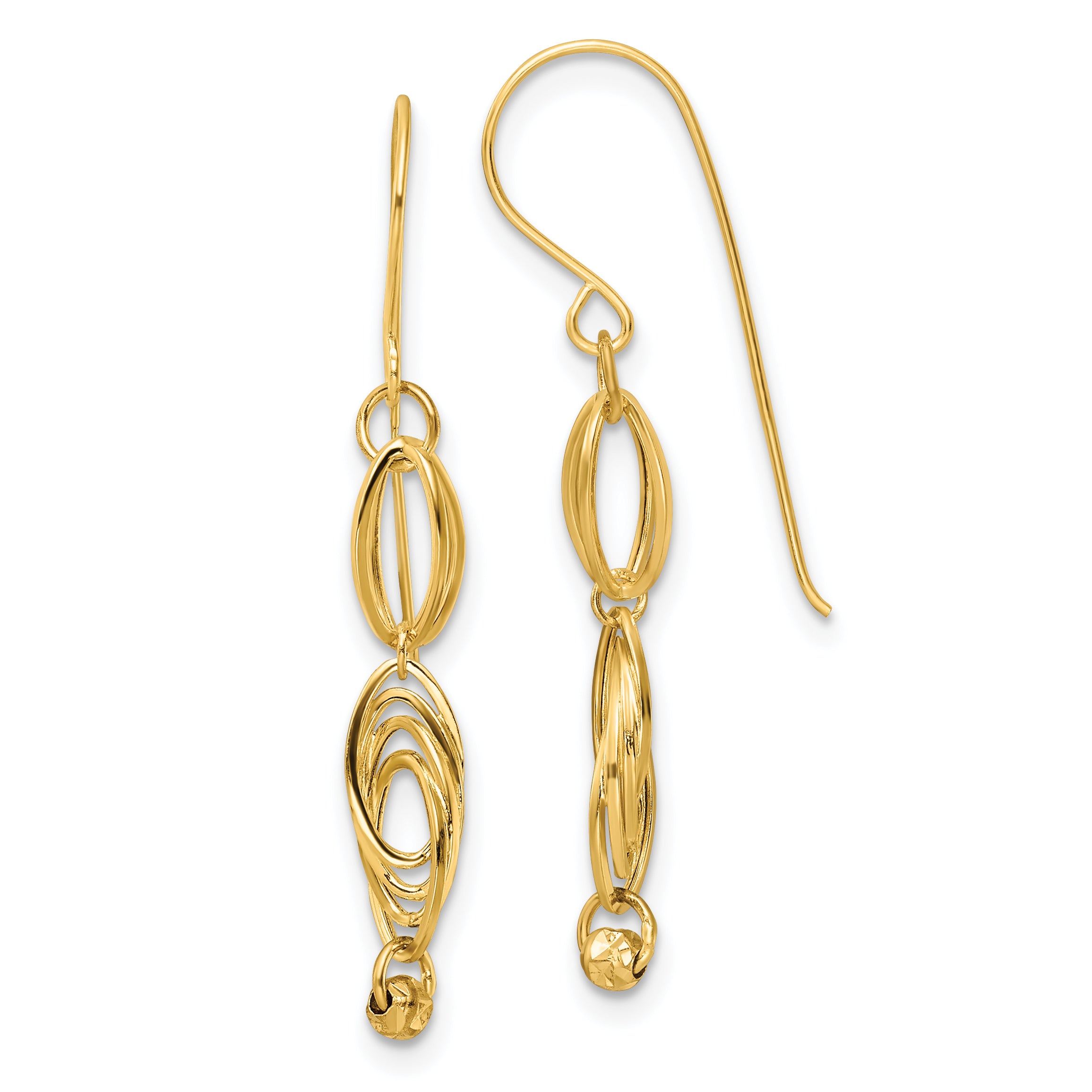 14K Oval Link Dangle Earrings Main image