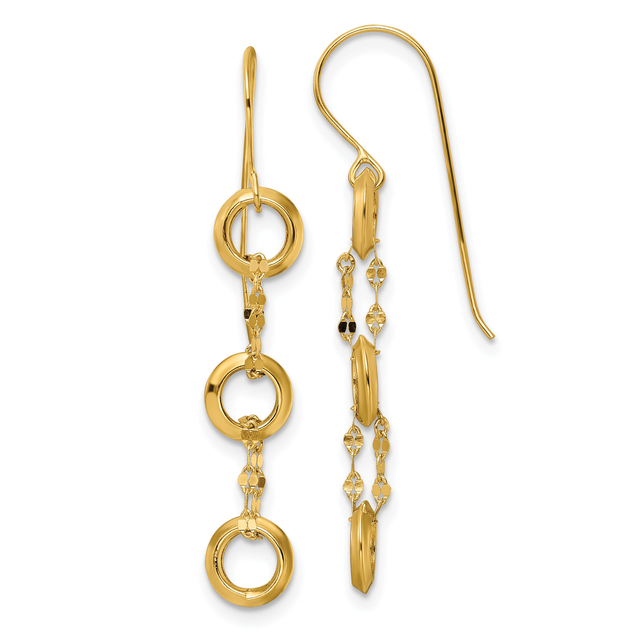 14K Three Circle Dangle Earrings Main image