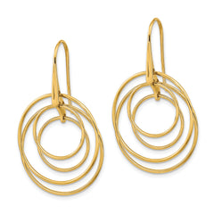 14K Polished Circles Dangle Earrings