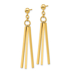 14K Polished 3 Bar Post Dangle Earrings