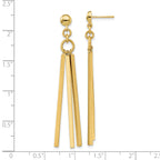 14K Polished 3 Bar Post Dangle Earrings