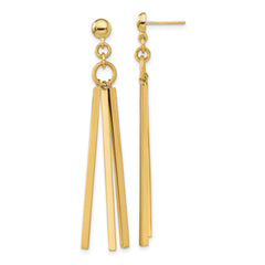 14K Polished 3 Bar Post Dangle Earrings