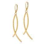 14K Polished Diamond Cut Fancy Dangle Leverback Earrings
