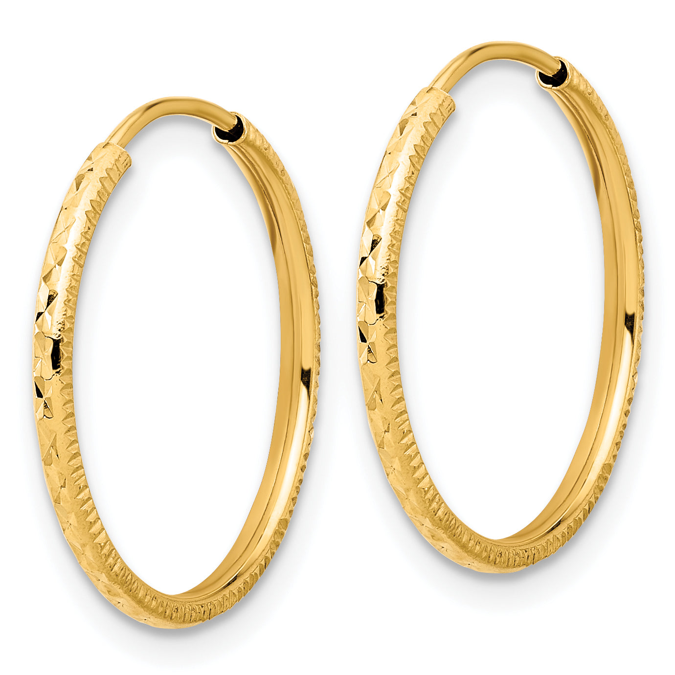 14k D/C 1.50mm Endless Hoop Earrings Secondary image