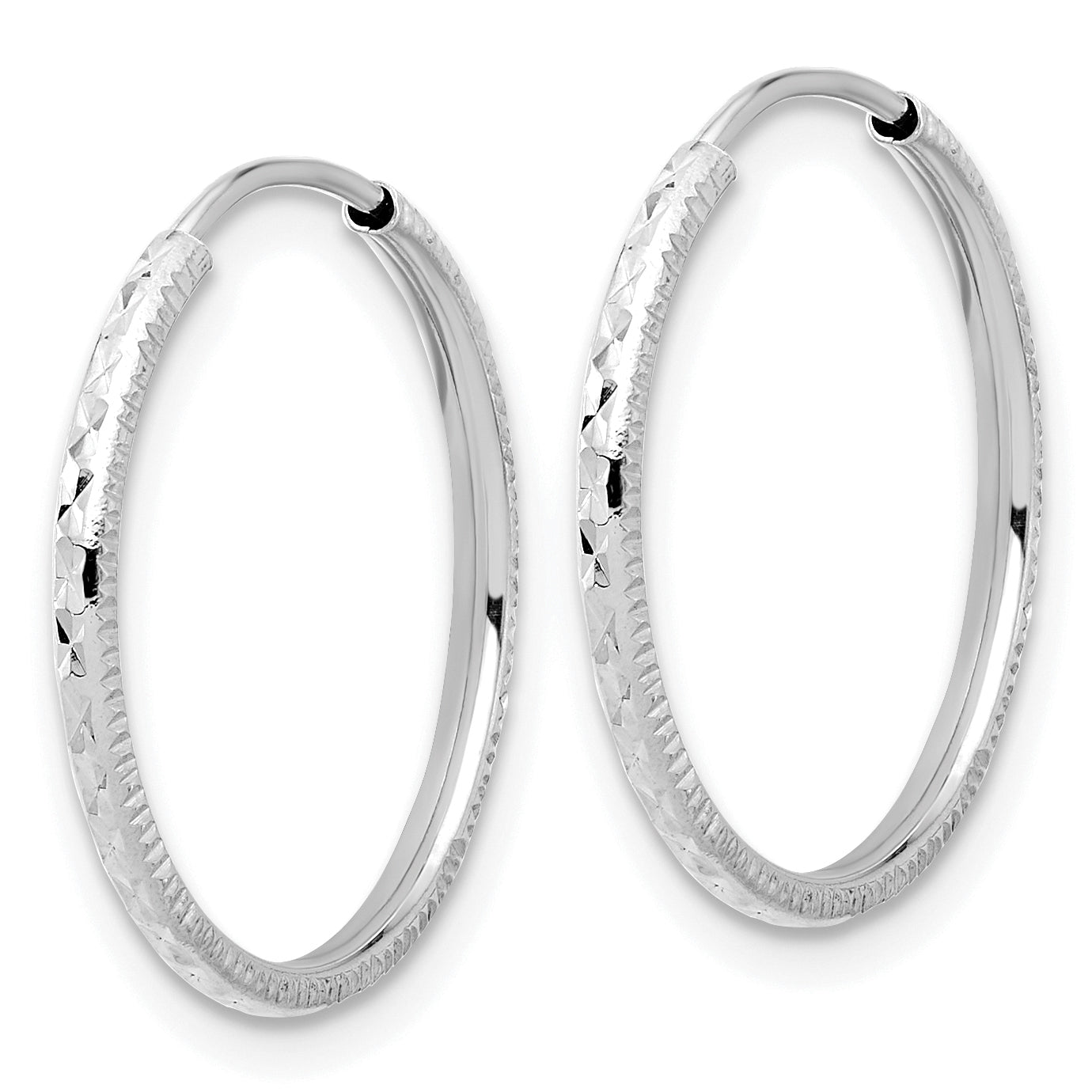 14k White Gold D/C 1.50mm Endless Hoop Earrings Secondary image