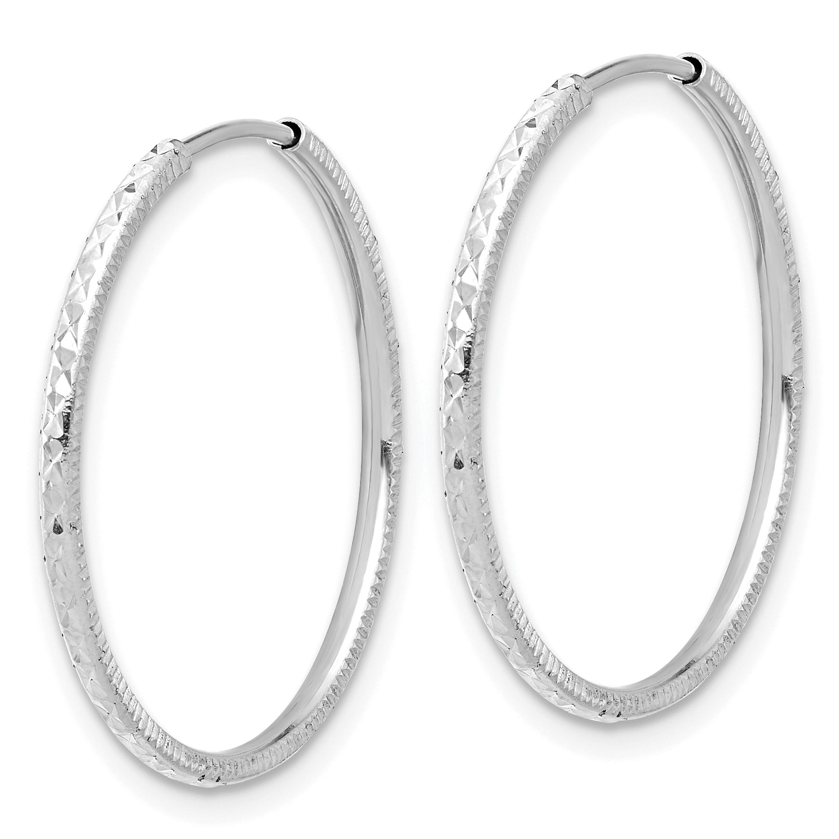 14k White Gold D/C 1.50mm Endless Hoop Earrings Secondary image