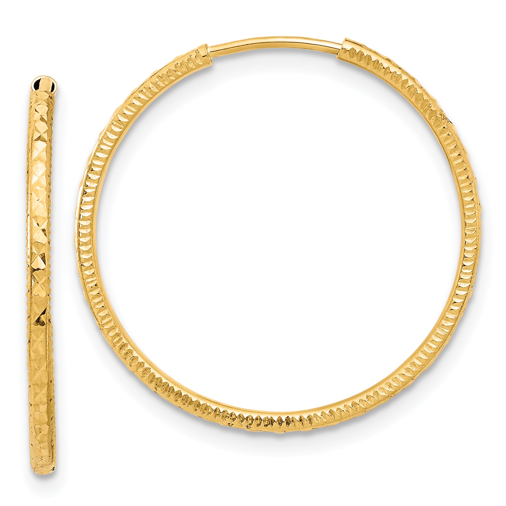 14k D/C 1.50mm Endless Hoop Earrings