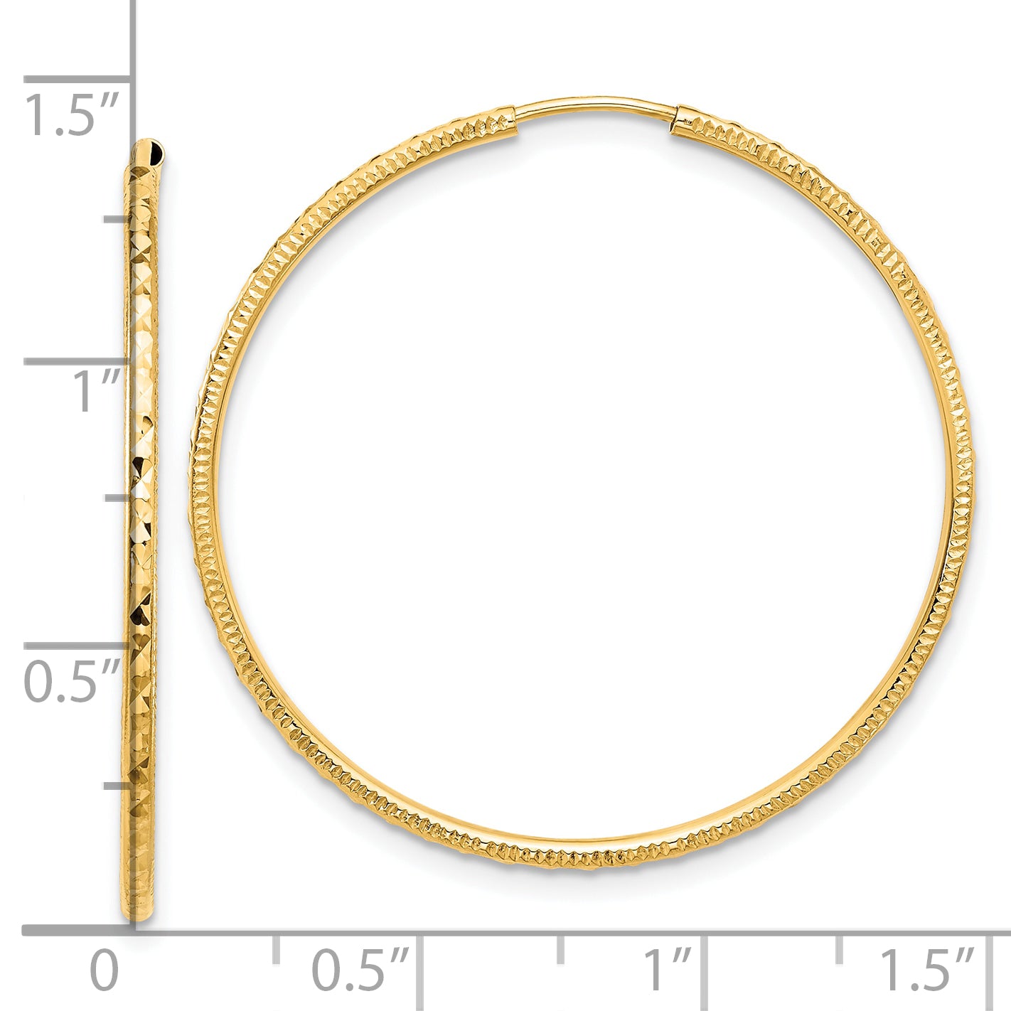 14k D/C 1.50mm Endless Hoop Earrings