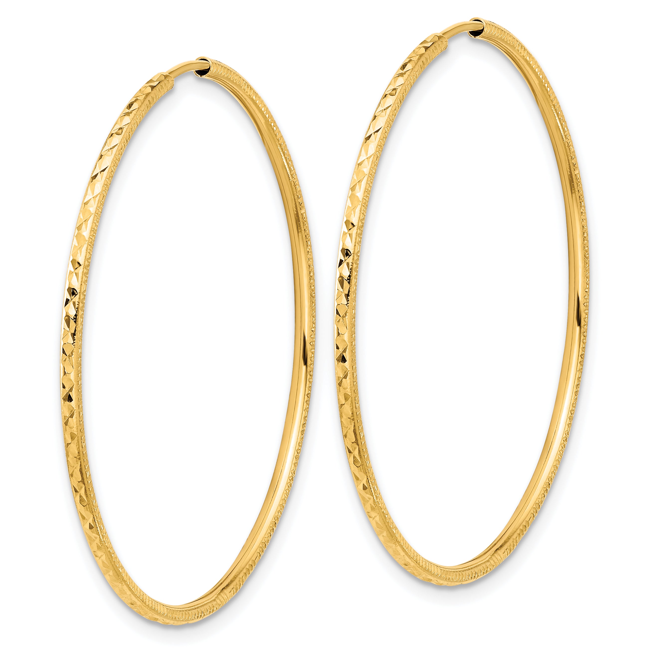 14k D/C 1.50mm Endless Hoop Earrings Secondary image