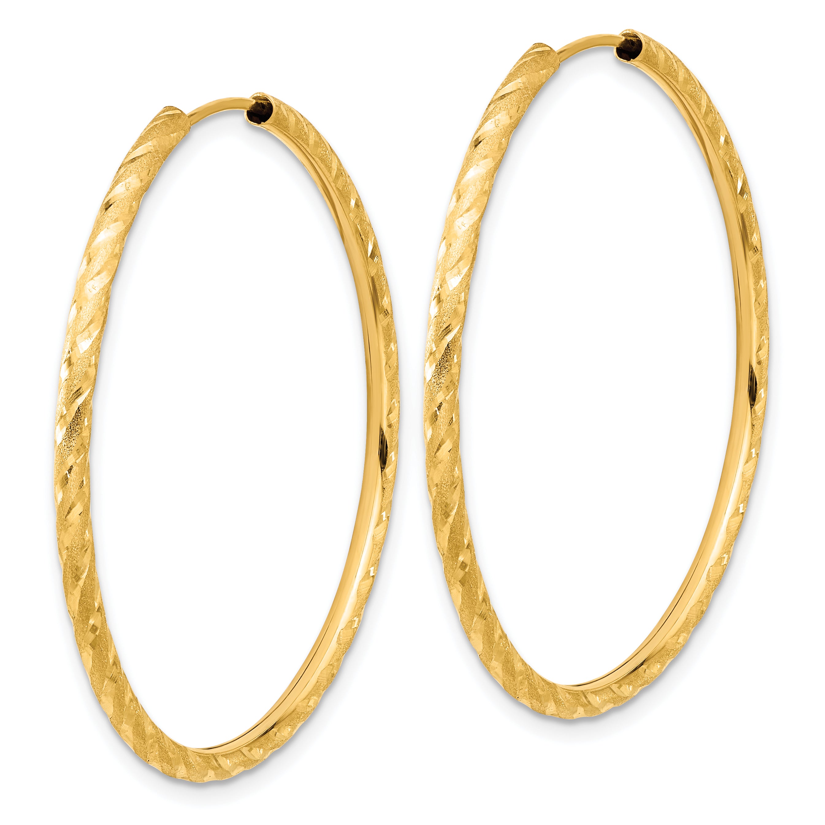 14k Polished and Satin D/C 2.00mm Endless Hoop Earrings Secondary image