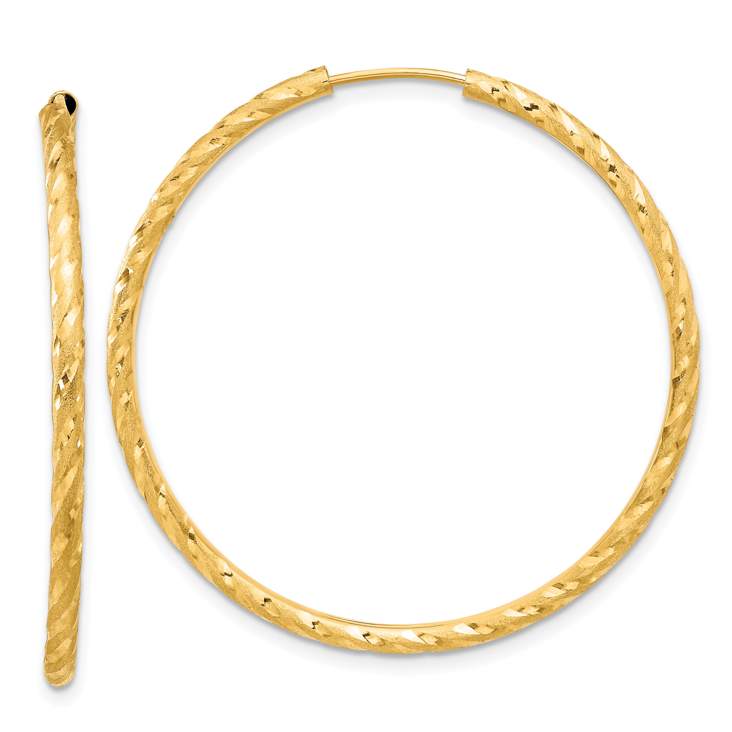 14k Polished and Satin D/C 2.00mm Endless Hoop Earrings Main image