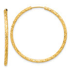 14k Polished and Satin D/C 2.00mm Endless Hoop Earrings