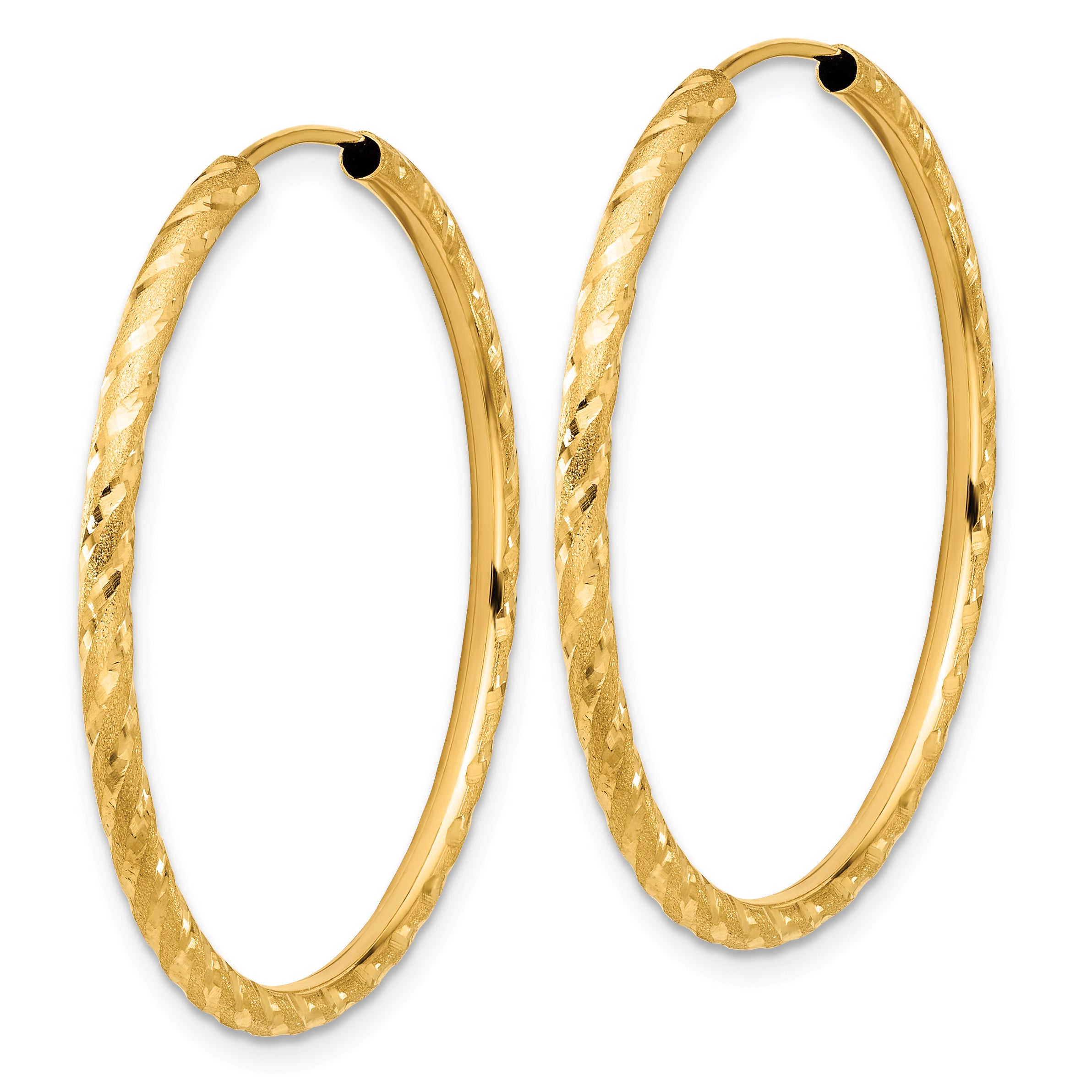 14k Polished and Satin D/C 2.00mm Endless Hoop Earrings Secondary image