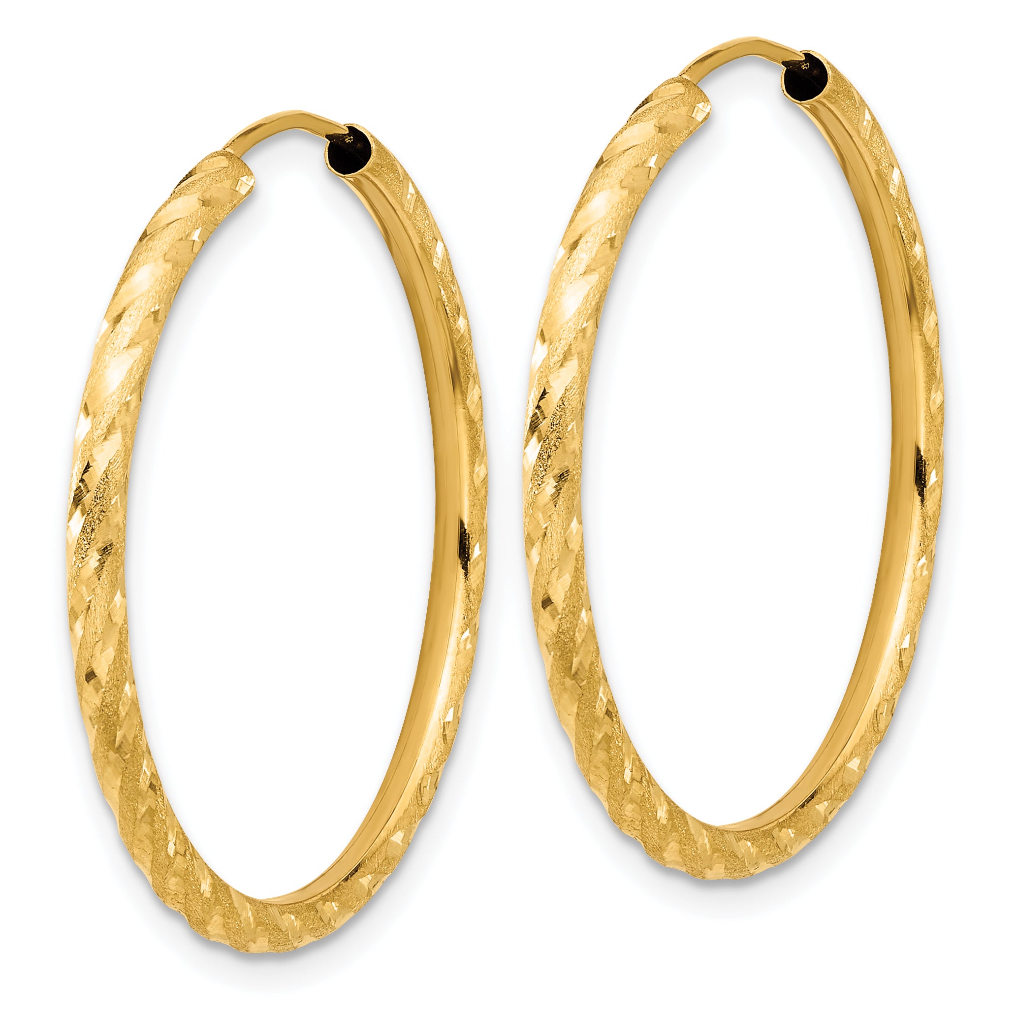14k Polished and Satin D/C 2.00mm Endless Hoop Earrings Secondary image